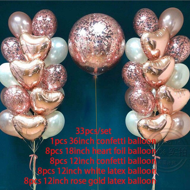 Rosa guld ballonger stjärna hjärta folie ballong bröllop födelsedag dekorationer transparent konfetti ballong födelsedagsfest dekoration: Ljusgul