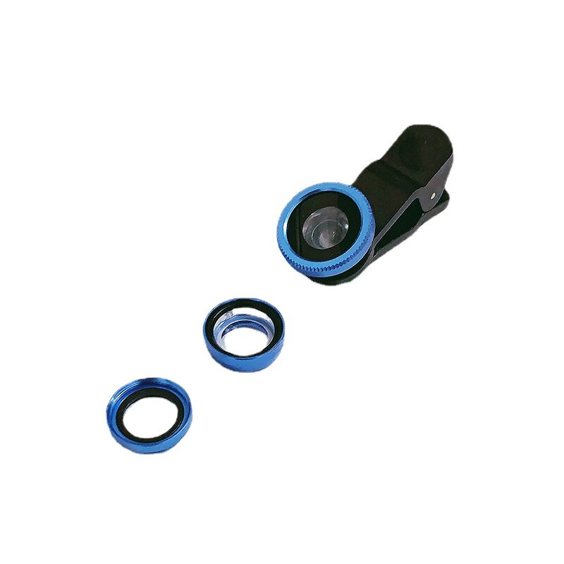 3 in- in-1- handyobjektiv-set: weitwinkel-makro-fisheye-objektive, multifunktional, praktisch und ultraportabel für iphone, samsung und huawei: Blau