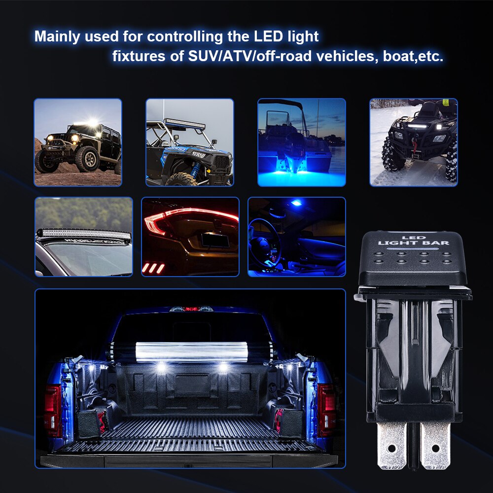 Music Rocker Switch Illuminated LED Light Bar For Can Am Maverick Commander for Yamaha For Polaris Ranger