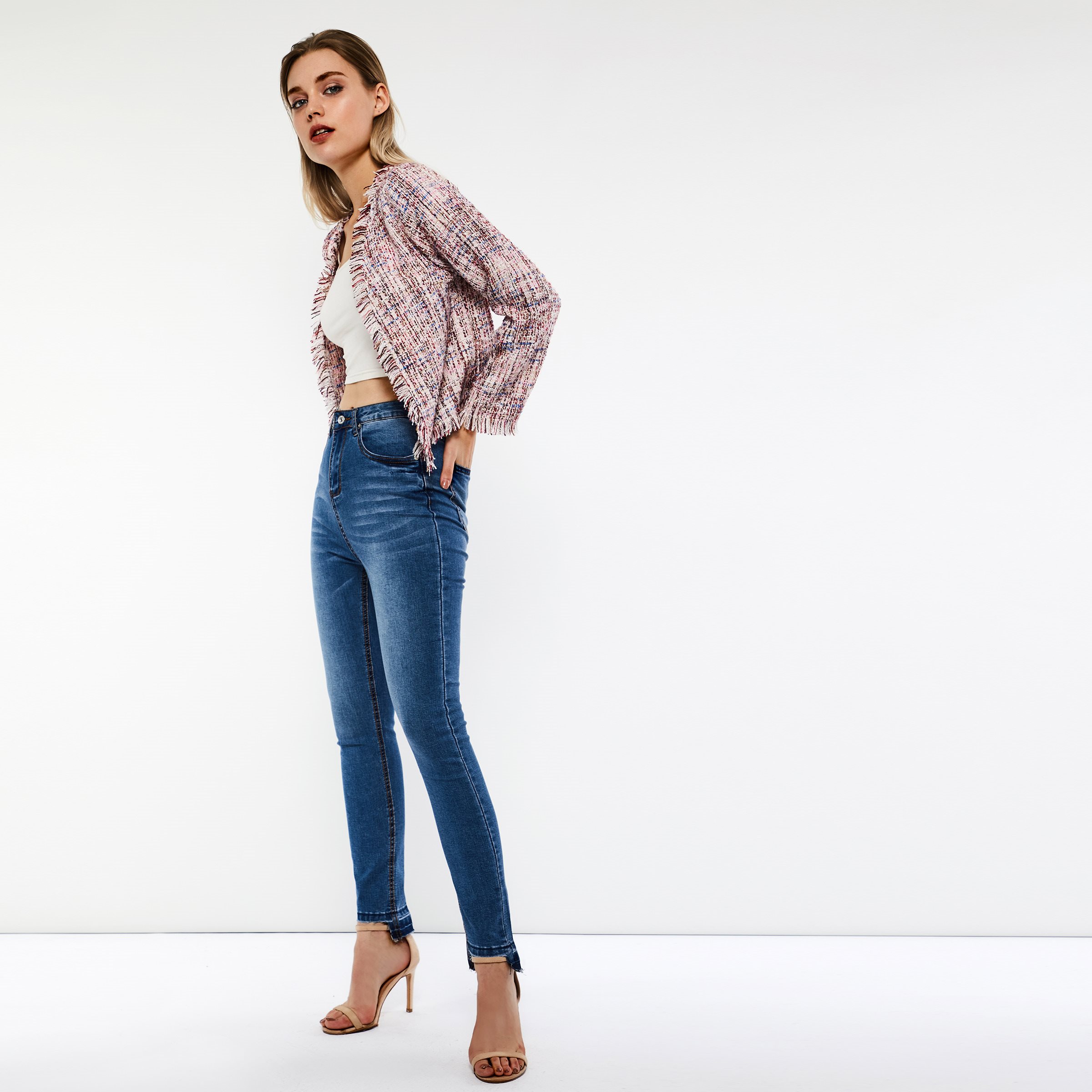 Sisjuly Women Vintage Spring Sweet Pink Tweed Jacket Coat Office Lady Work Retro Boho Tassel Slim Overcoat Short Jackets Coats