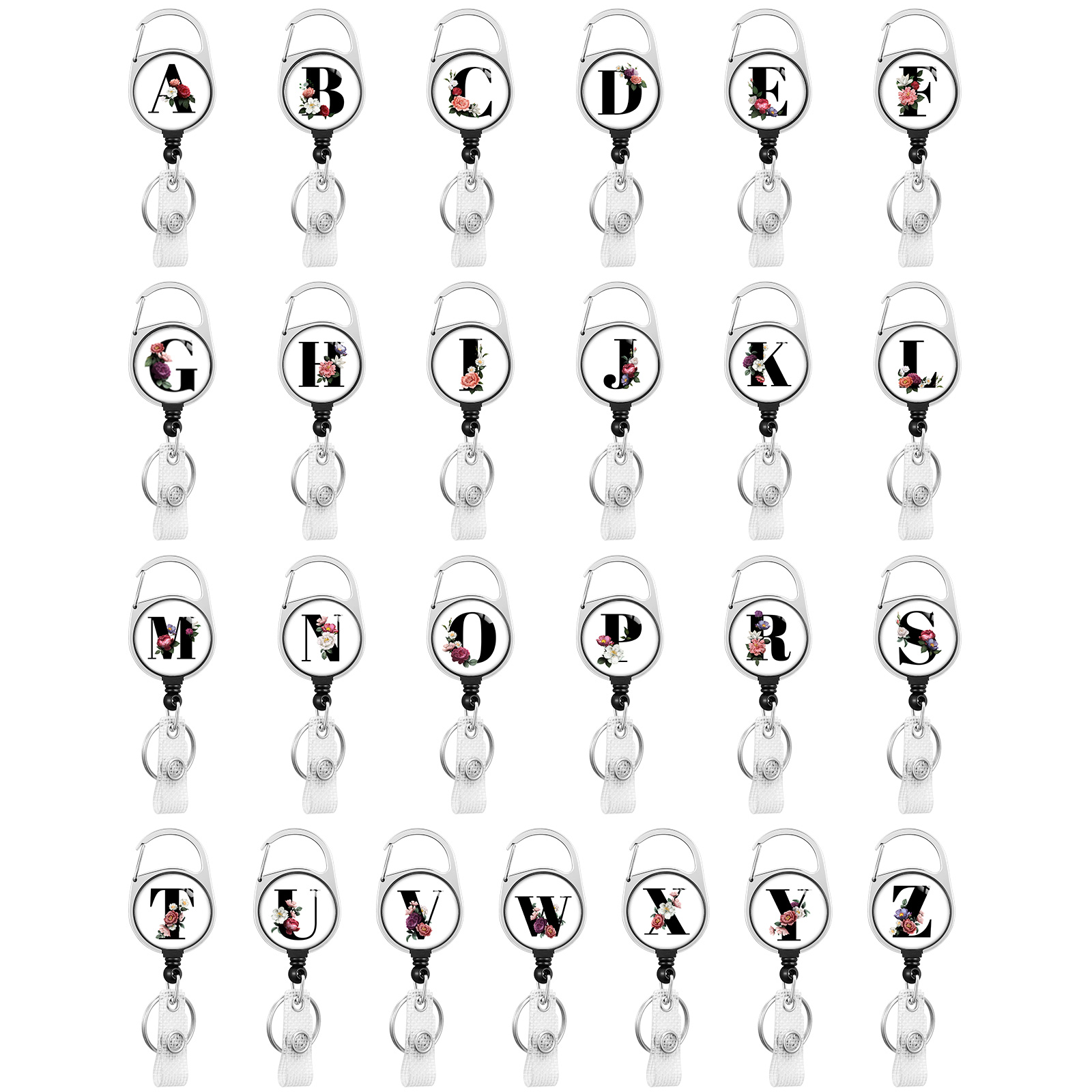 ID Badge Holders with Metal Clip and Keyring - Vertical Clear Plastic ID Card Holders - Retractable Pull Cord for Office