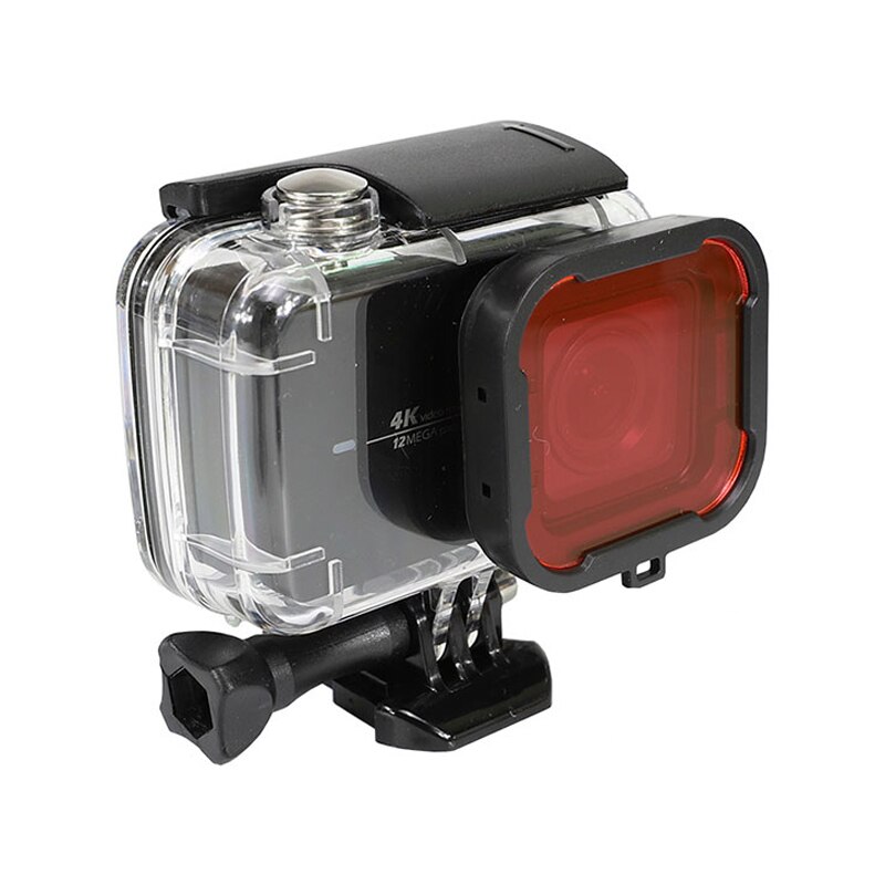 Caso habitação à prova dwaterproof água lente filtros de mergulho para xiaoyi 4k + yi lite ação cam vermelho magenta cinza amarelo filtro de mergulho acessório