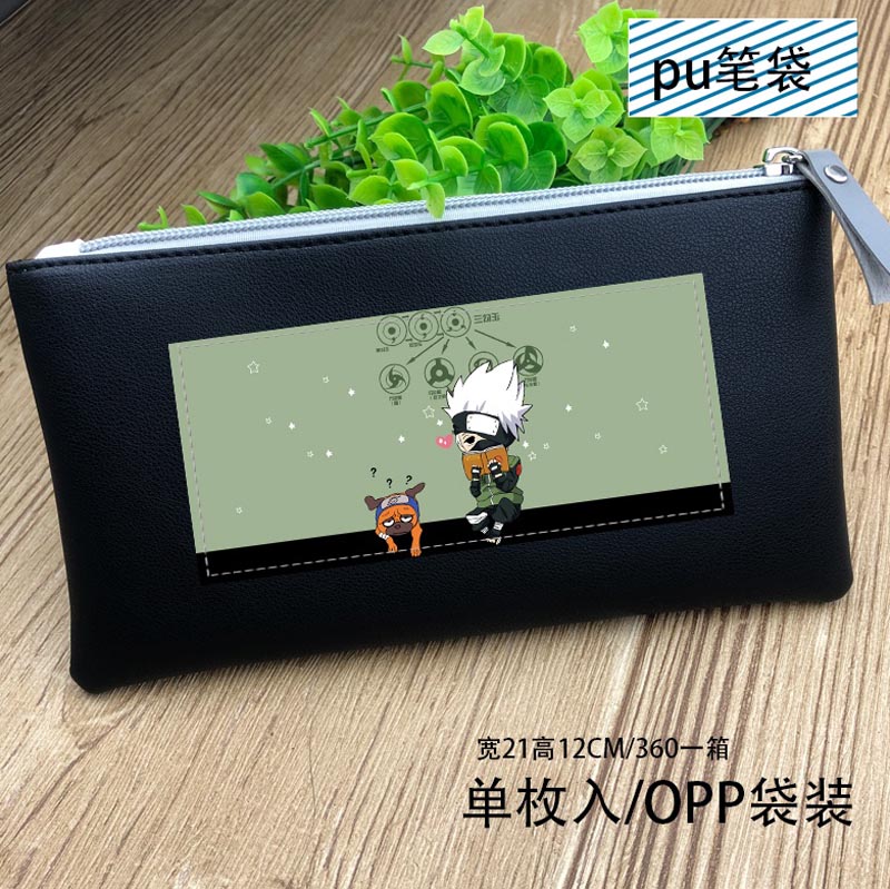 Anime One Piece PU Leather Pen Bag Luffy Stationery Bag Tony Tony Chopper Long Purse for: Naruto-1