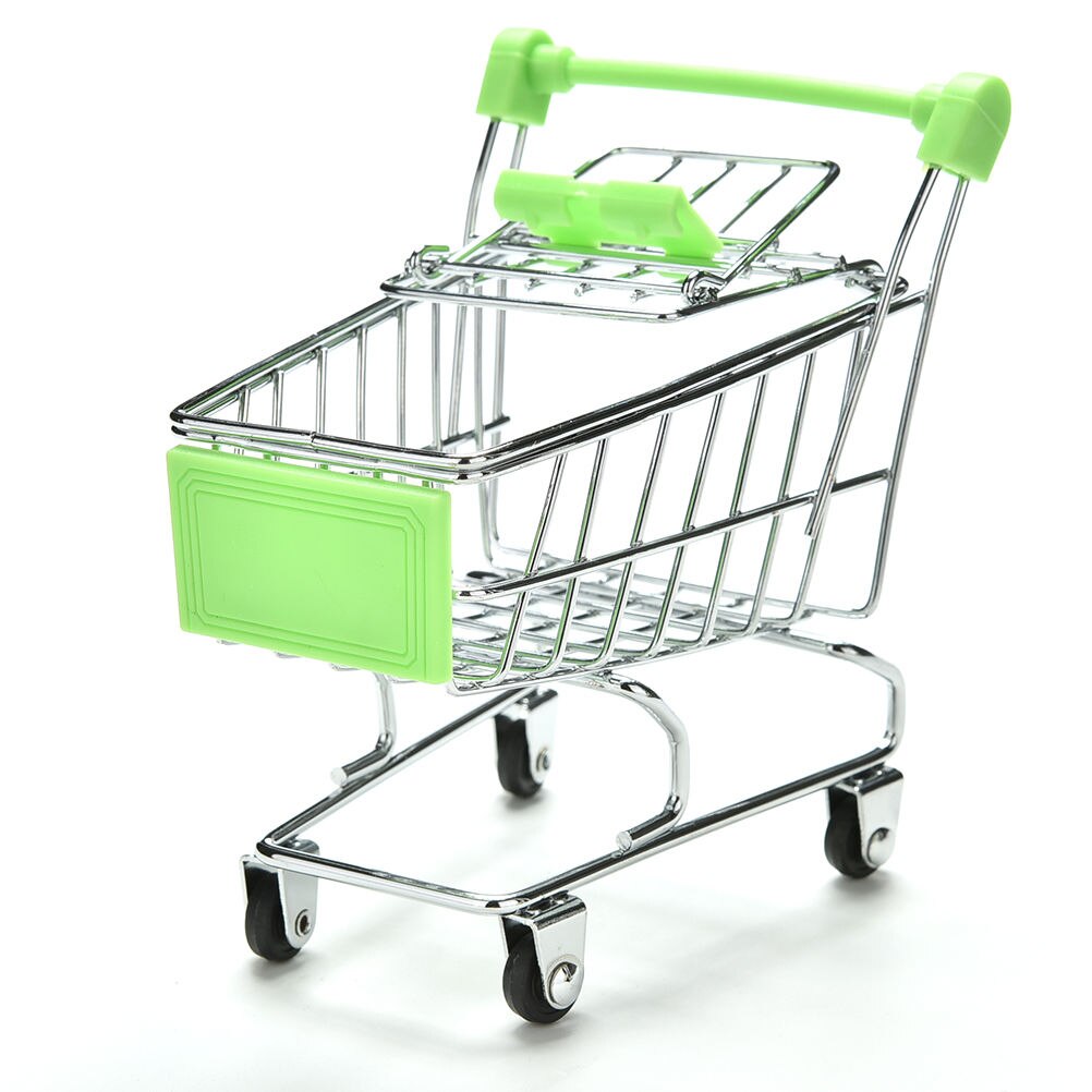 Colorful Funny Mini Supermarket Shopping Cart Trolley Pet Bird Parrot Hamster Toy 1pcs: Green