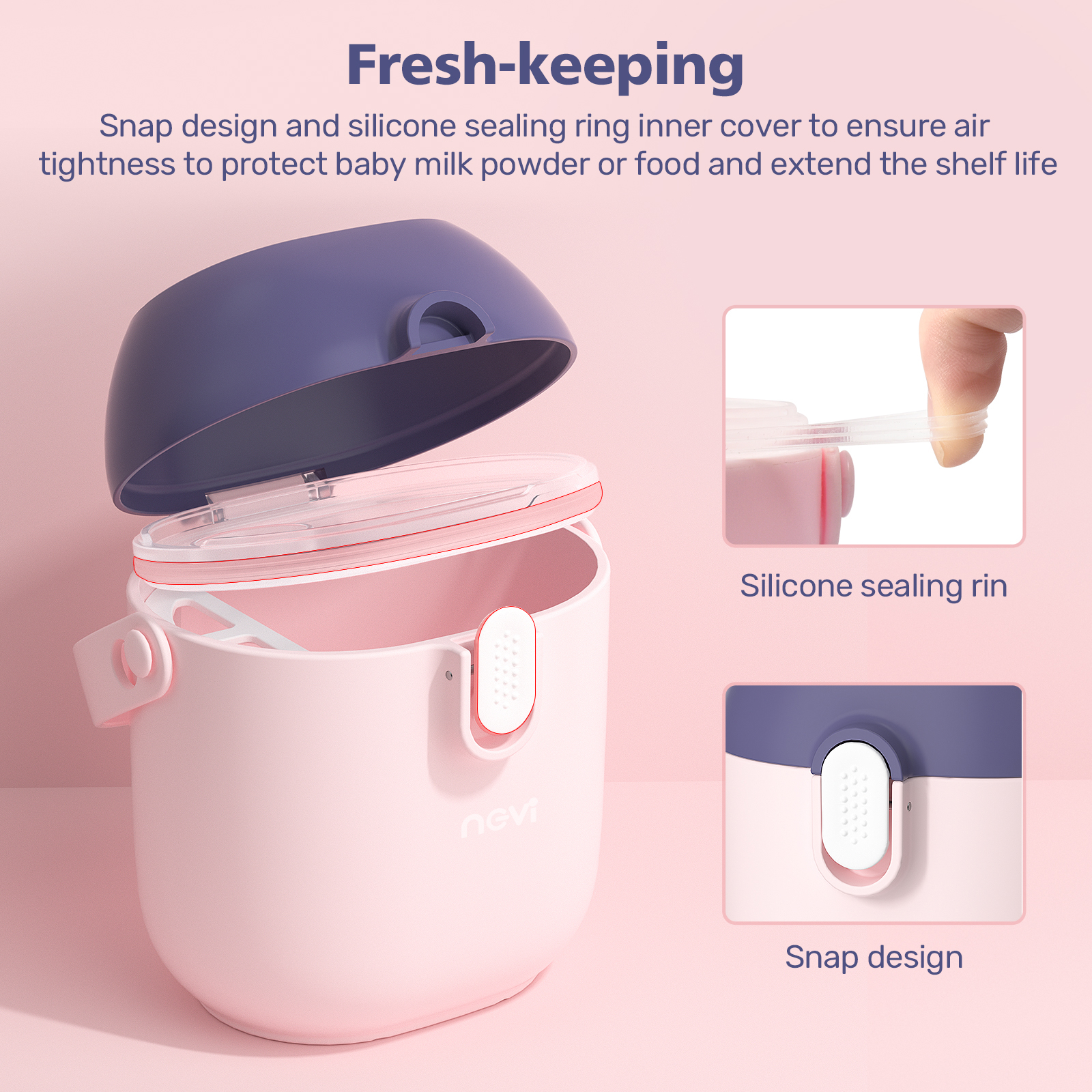 NCVI Baby Formula Dispenser with Scoop,16oz Milk Powder Dispenser Container Food Storage, Candy Fruit Box, Snack Containers, for