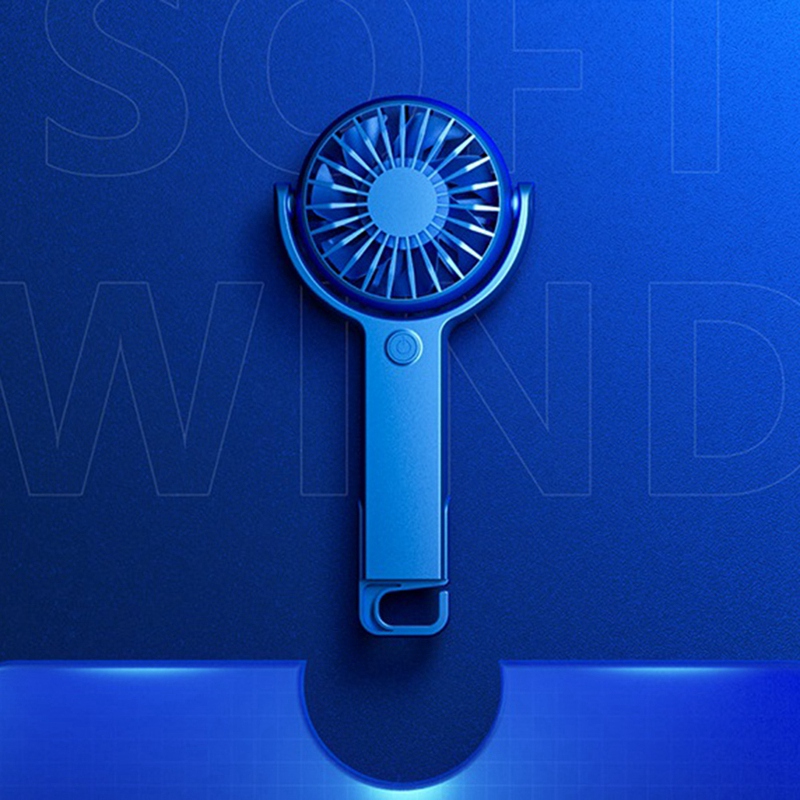 Handheld Fan Portable Mini Handheld Fan USB Charging Fan Desk Dormitory 5 Speeds Adjustable Rechargeable Fan Blue