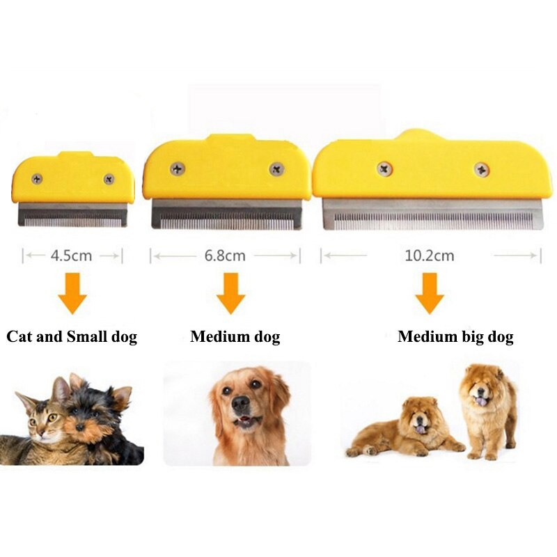 Roestvrij Staal Huisdier Kat Hond Kam Haar Borstel Dier Bont Verwijdering Deshedding Grooming Tool Haar Remover Clipper Metalen Hond Kammen
