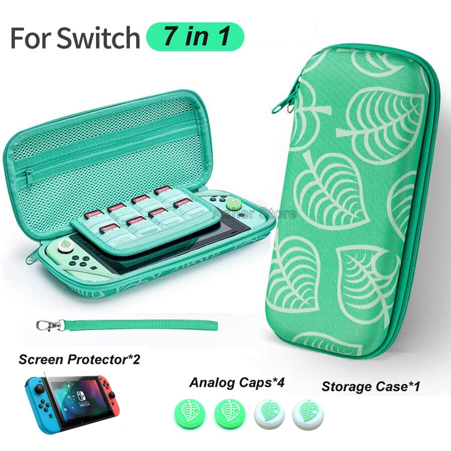 Nuovo 7 in 1 Nintend Interruttore Accessori di Caso di Immagazzinaggio Sacchetto Portatile + 2 Protezione Dello Schermo + 4 Analogico Tappi per nintendoswitch Console