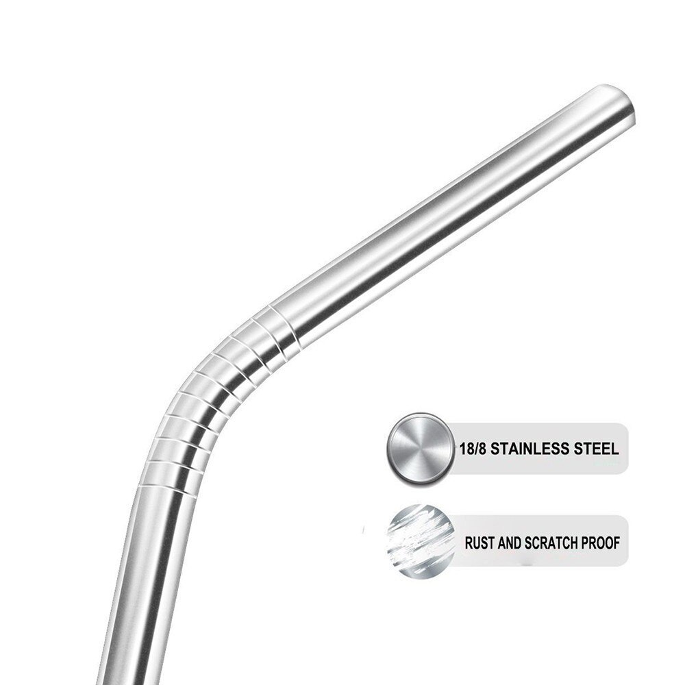 7 pcs Extra Long Stainless Steel Straws Set Reusable Wide Straws for Smoothies Metal Drinking Straws with Cleaning Brushes