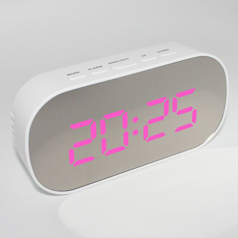 Digital Alarm Clock Mirror Surface LED Night Mode Display Home Living Room Bedroom Tabletop Decorations Clocks: 4