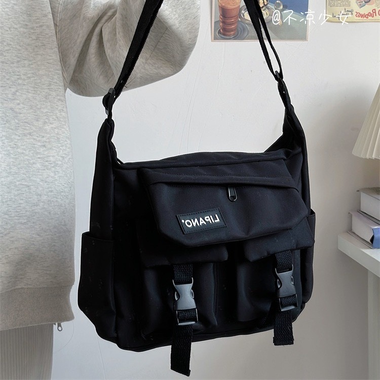 Collage-bolsas escolares para estudiantes para mujeres y hombres, bolsos cruzados de nailon con múltiples bolsillos, Bolso de mensajero para libros, verano