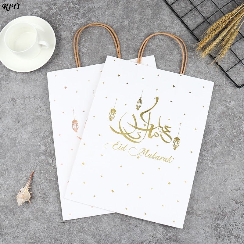 1Pc Wegwerp Bag Eid Mubarak Gelukkig Ramadan Feestartikelen Viering Decoratie Eco-vriendelijke Zakken