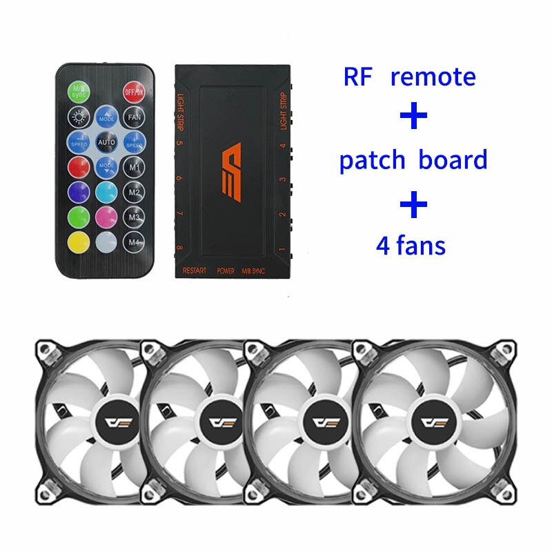 Aigo Darkflash CF8 Pro Computer PC Fan RGB Clear Frame 120mm Fans Quiet+Remote Computer Cooling Cooler AURA SYNC CPU Cooler Fan: 4 in 1