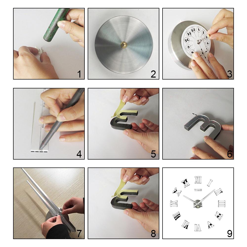 Roman Numerals Wall Clock Mirror Stickers DIY Decoration Home Decor 3D Stickers Wall Clock Adjustable Large