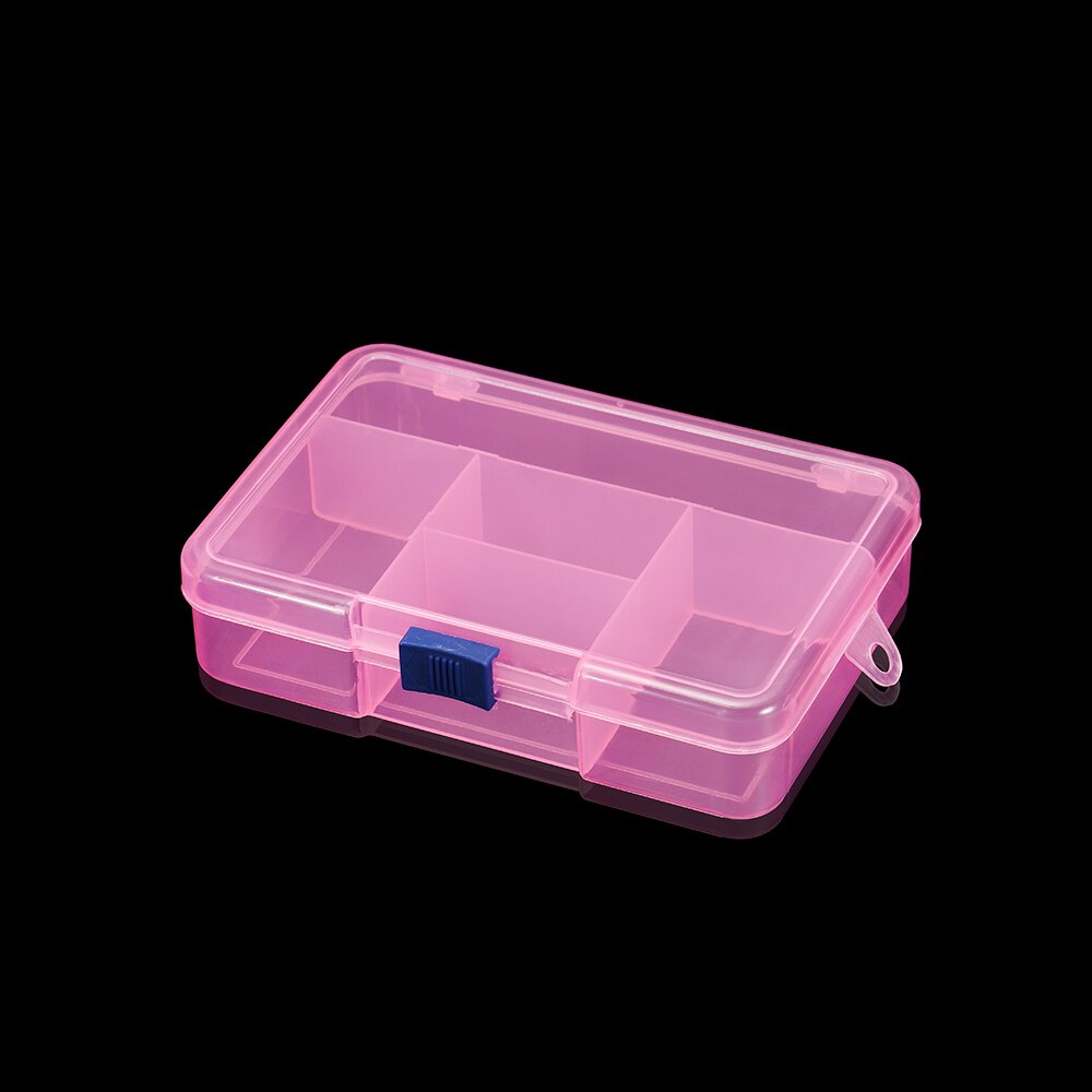 5 Grids Plastic Storage Box Jewelry Display Beads Earring Case Organizer DIY Jewelry Accessories Storage Supplies: Pink