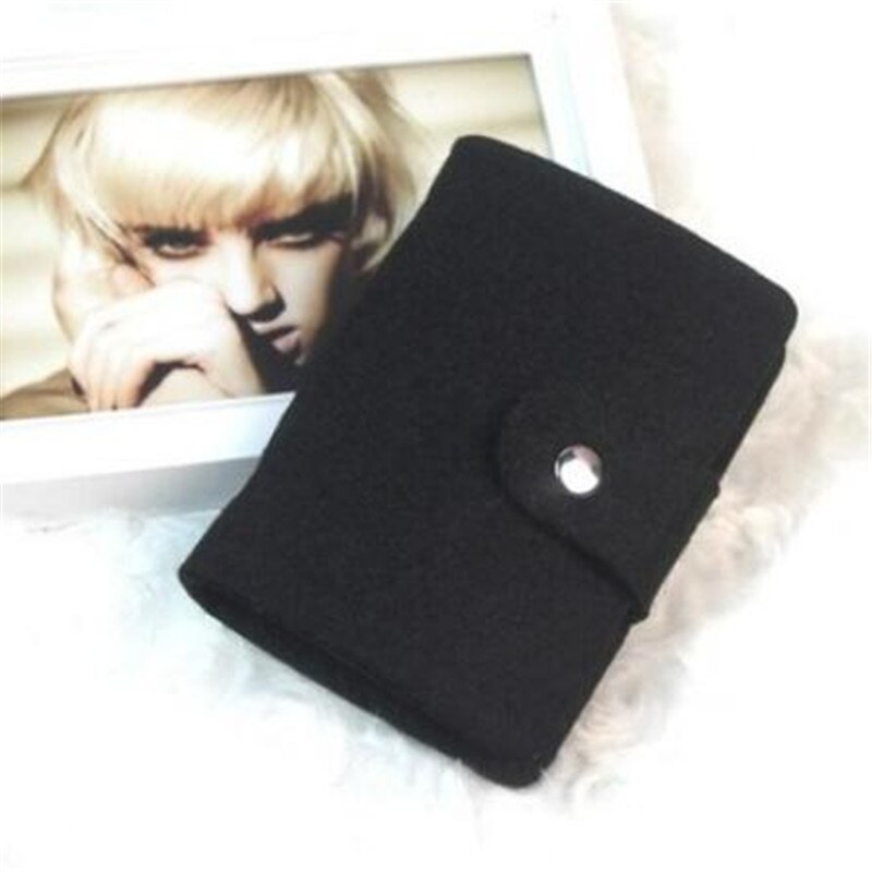 24 Slots Vintage Vrouwen Mannen Id Credit Card Knop Case Wallet Organizer Visitekaartje Id Houder portemonnee: Black