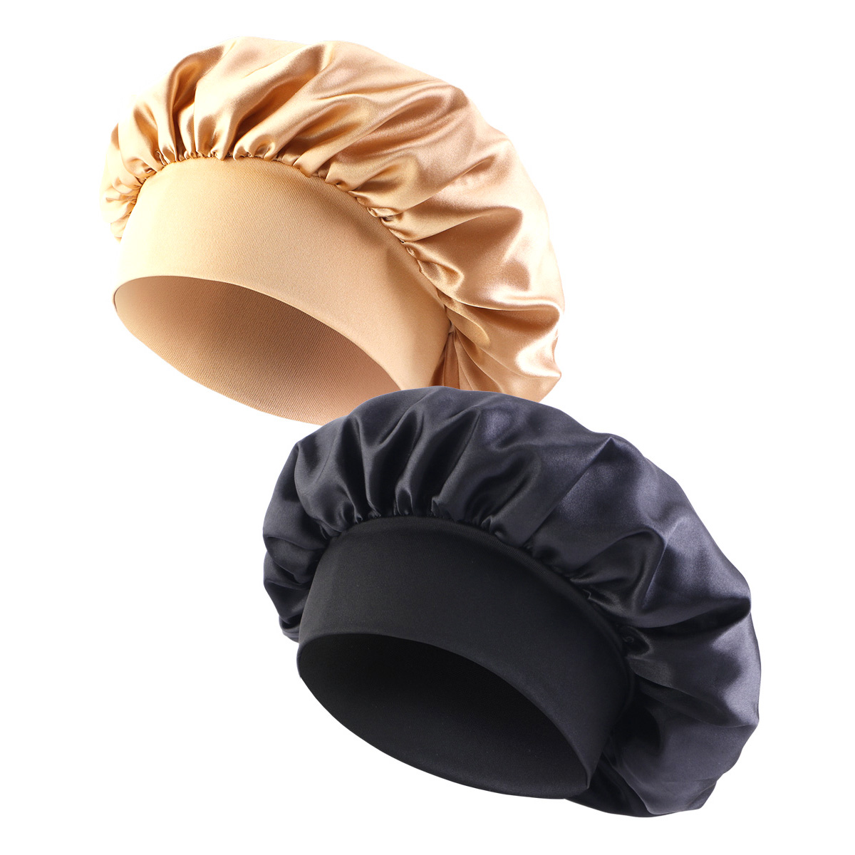 Satin Wide Brim Nightcap Silky Bonnet Hair Wrap for Sleeping Sleep Cap With Elastic Soft Band Styling Cap Hair Wrapping Tool