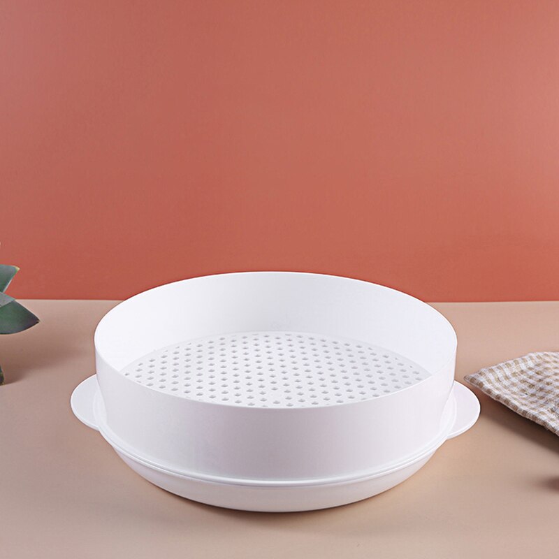 Steaming Utensils With Lid Round Single Tier Microwave Food Steamer Kitchen Veggies Fish Cookware Environmental Protection