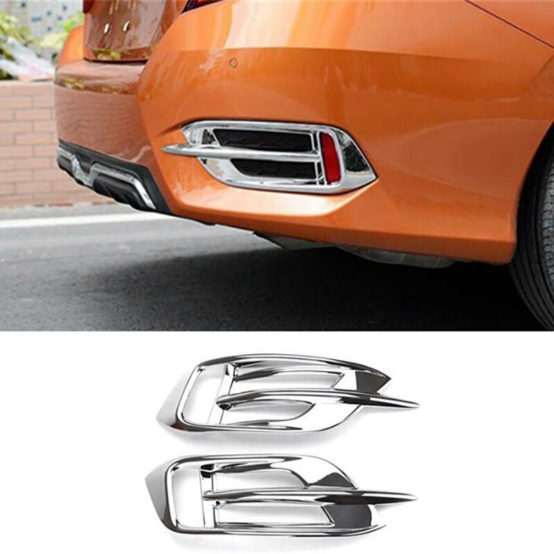 4Pcs Chrome Bumper Front&Rear Fog Light Lamp Cover Grille for Honda Civic 10Th