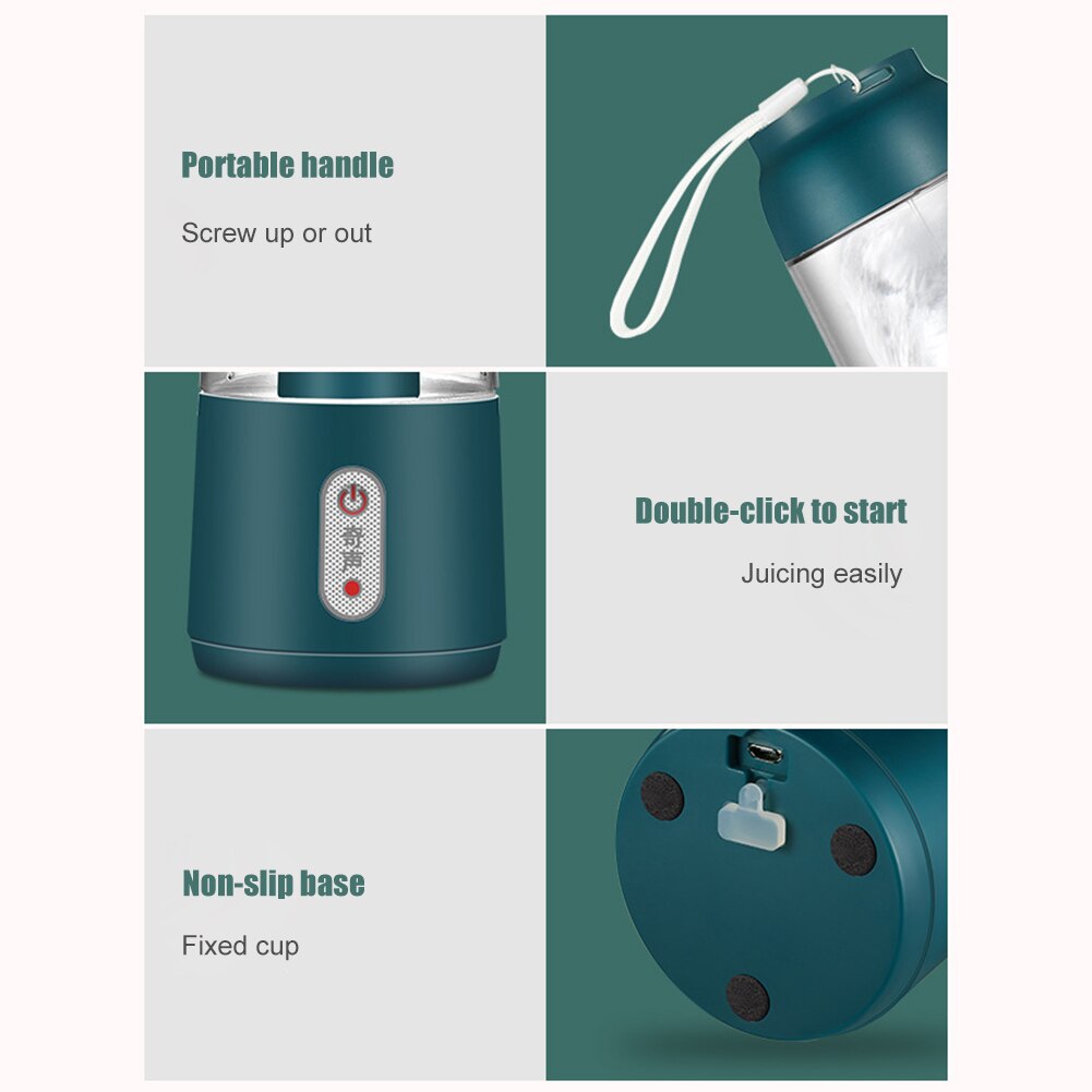 Cordless Personal Blender Travel Outdoors Mini Fast Blender Kitchen Appliances 10 Oz Travel Cup Lid Juice Maker Machine