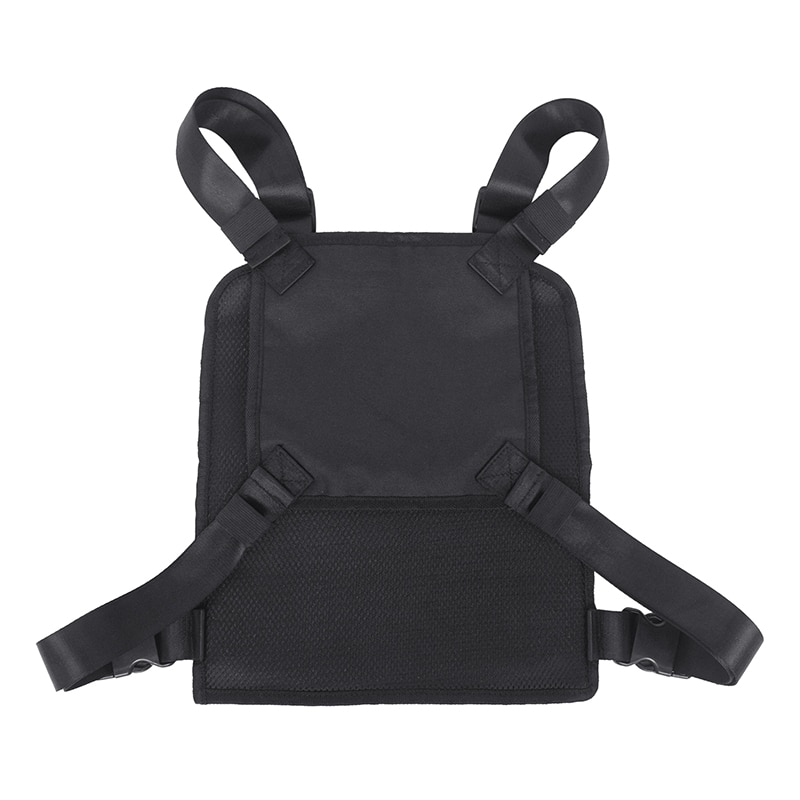 Bolso de aparejo en el pecho para mujer y hombre, bolsa cruzada de gran capacidad, estilo callejero, estilo hip hop, oxford, color negro