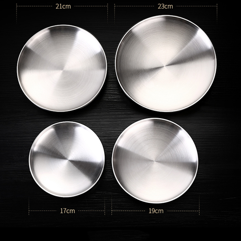 304 Stainless Steel Round Plates Dish Set for Food Plate for Kids,Camping, Lunch and Dinner