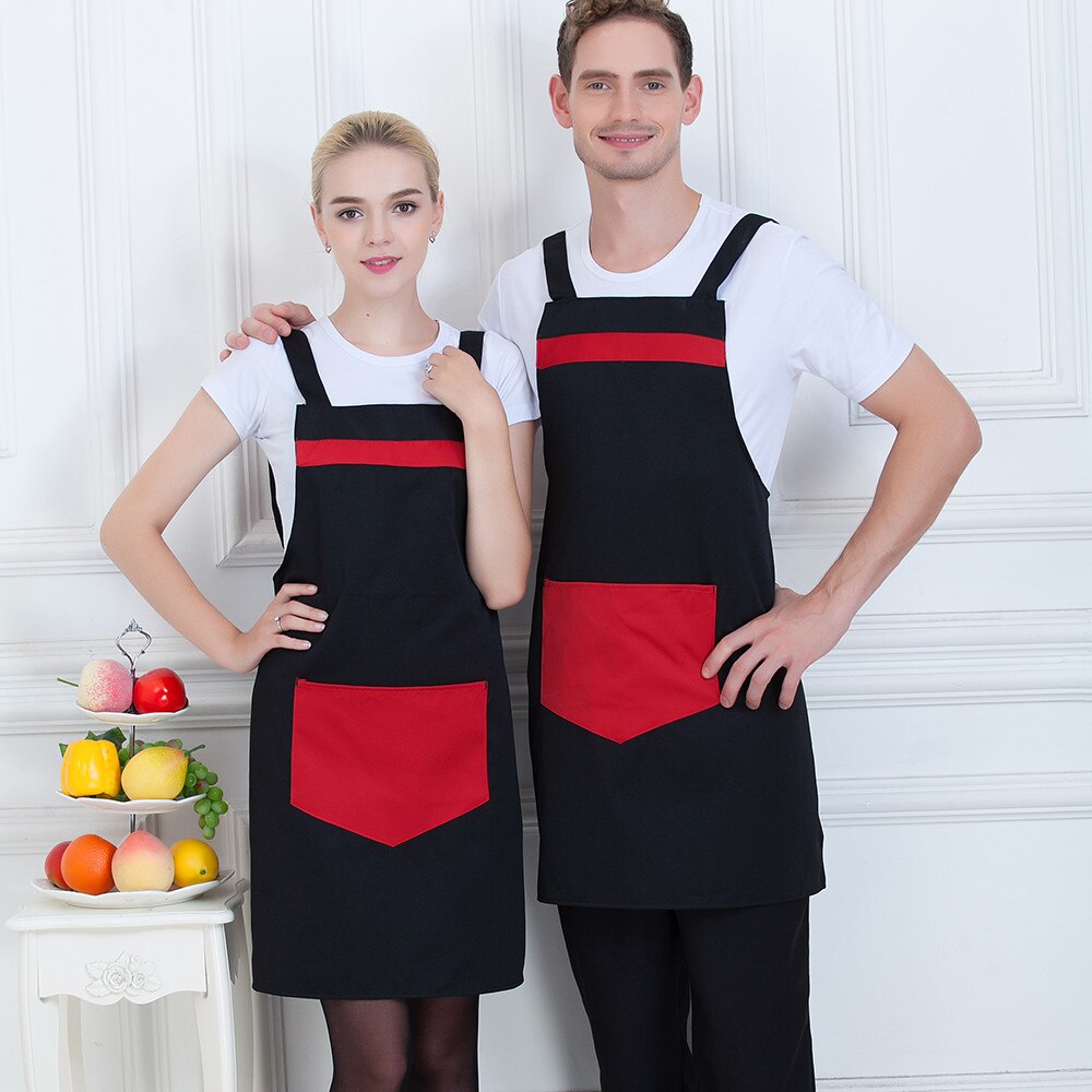 Big Pocket Apron Unisex Food Service Kitchen Hotel Coffee Shop Bakery Chef Waiter Cleaning Work Uniform: Black