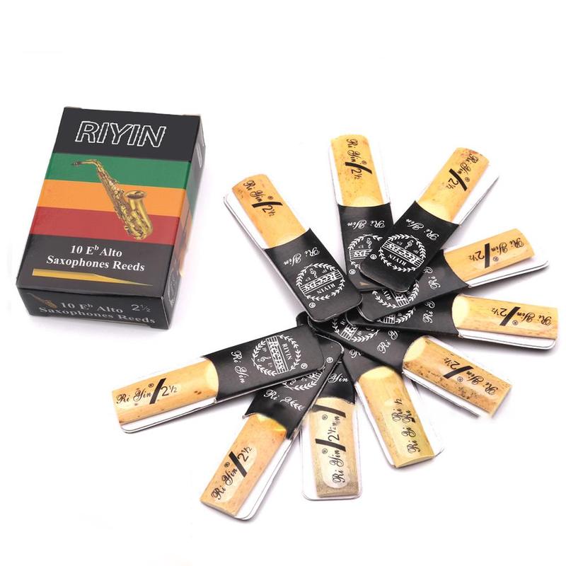 10Pcs Saxophone Reed Alto Saxophone Reed Strength 2.5 No. Natural Reed Acoustic Guitar Music Instrument Parts Accessory