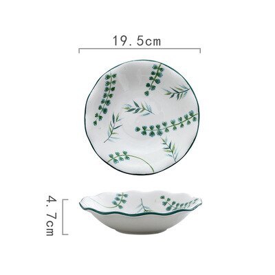 Porcelain Dinner Plate Set Round Green Plants Dish Sets Ceramic Cake Dessert Plate Bowl Mug Cups Dinnerware Decorative Flatware: 9