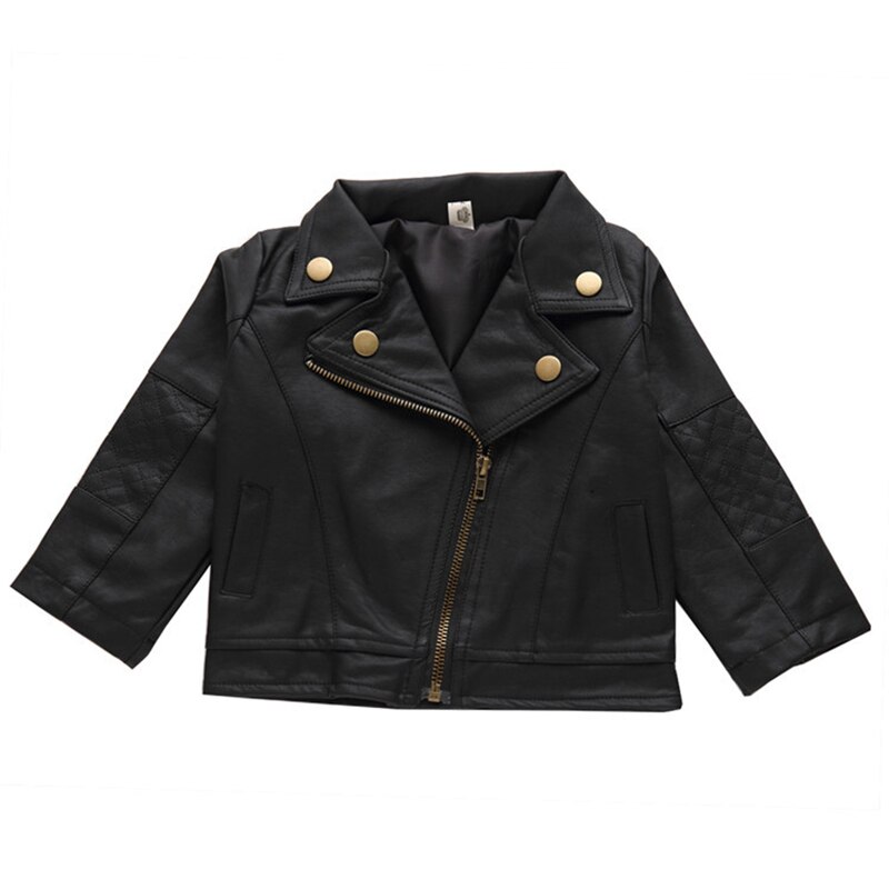 Mode Jongens Pu Leren Jas Meisjes Herfst Bovenkleding Kids Revers Jas Kinderen Kindje Korte Rits Lederen Jassen