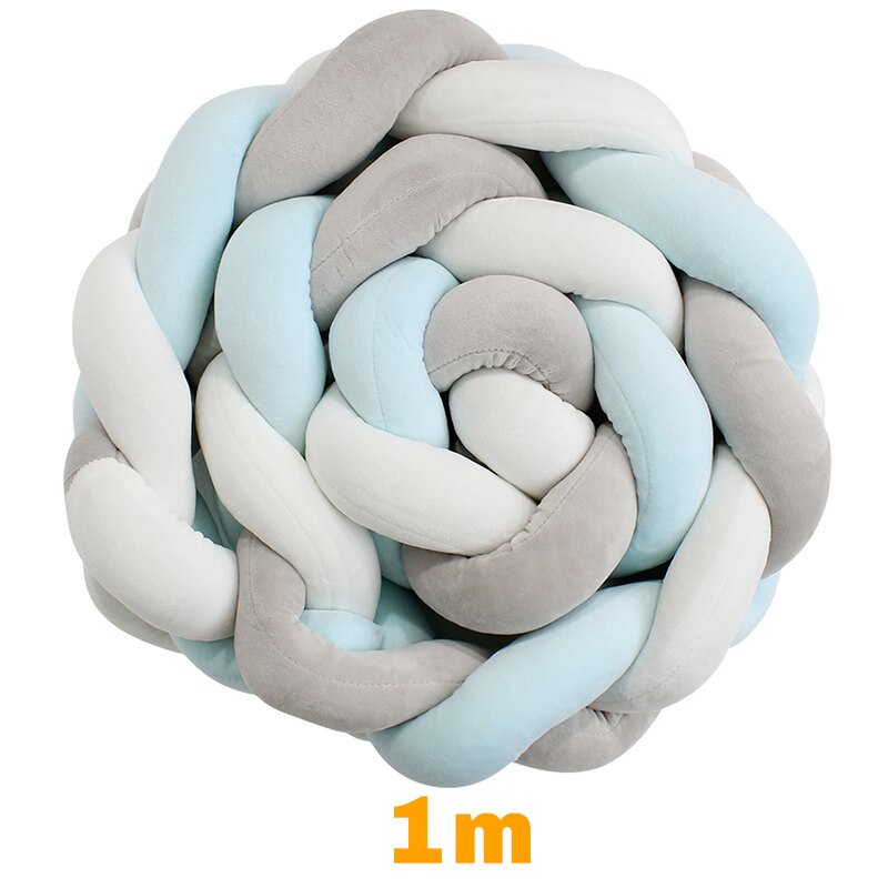 200 cm Lengte Baby Bed Bumper Pure Kleur Weven Pluche Babybedje Protector Voor Pasgeborenen Baby Kamer Decoratie: Blue Grey 1m