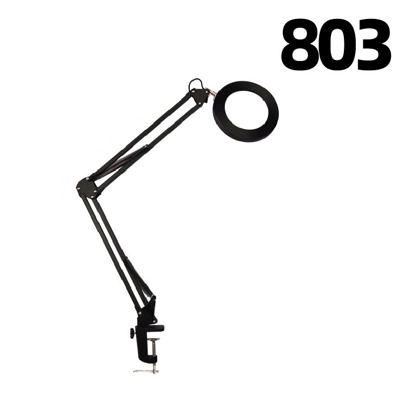 Flexible Desk Magnifier USB LED Lamp 5X Magnifying Glass Clamp Base Adjustable Illuminated Desk Light Bedroom Office Study: 803
