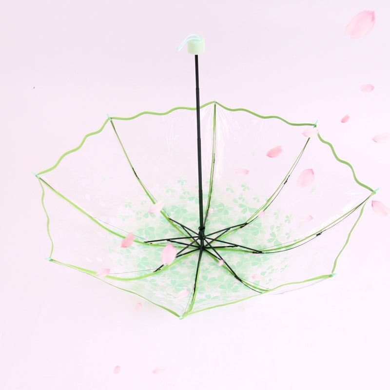 Fold paraply gennemsigtige paraplyer til beskyttelse mod vind og regn klart sakura klart synsfelt husholdnings regntøj