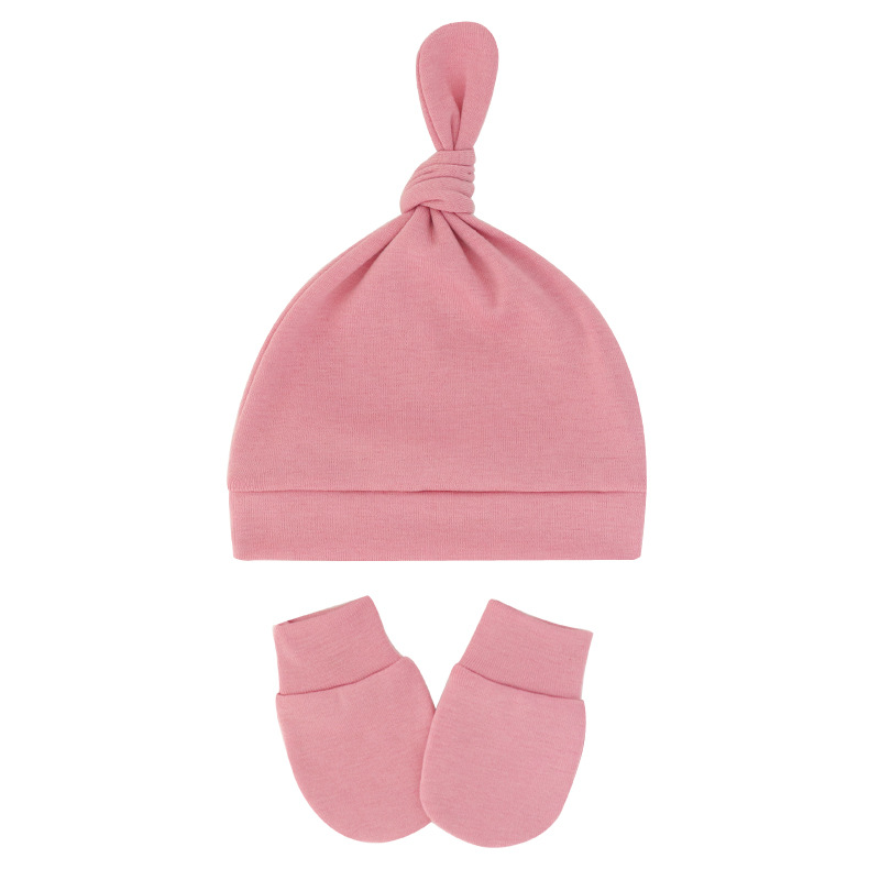 Chapeau de -né avec gants, Bonnet en coton, pour filles et garçons, accessoires pour nourrissons et tout-petits: 18
