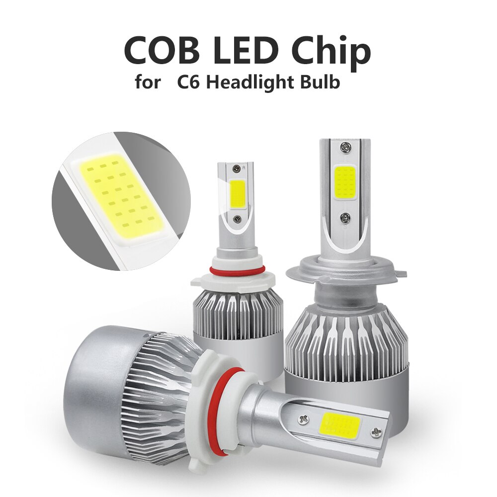LSlight LED COB Chip 12V Car Headlight Bulbs H1 H3 H4 H7 H11 9004 9005 9006 9007 COB Light Source White for Replace C6
