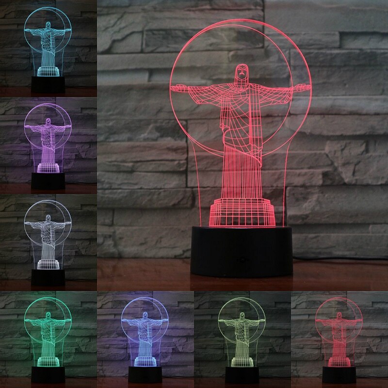 VCity Christian série 3D lampe croix jésus Bible veilleuse acrylique plaque tactile Base à distance décor à la maison pour ami: G / 1 PLATE NO BASE