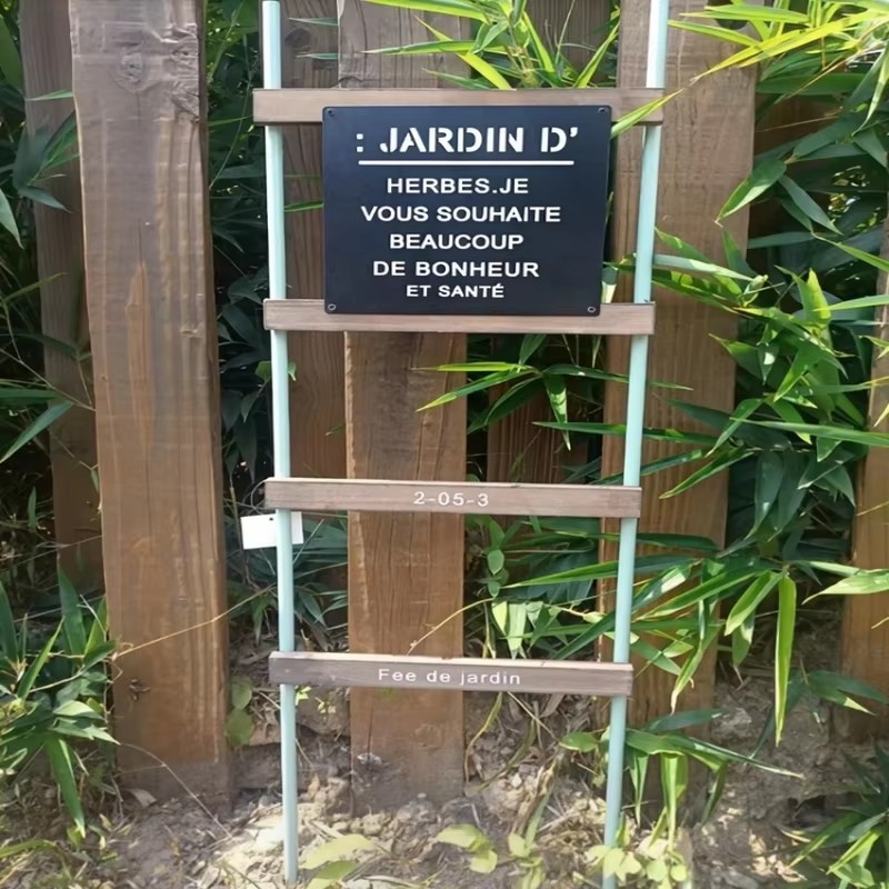 Support en bois et rotin pour plantes grimpantes, échelle décorative pour fleurs de balcon, présentoir de jardin naturel, T1