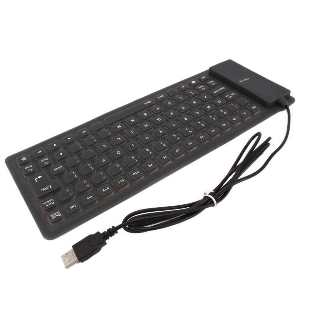 85 Key USB Mini Flexible Silicone Folding PC Wired Keyboard for Notebook US Foldable Portable Wired English Keyboard: Black