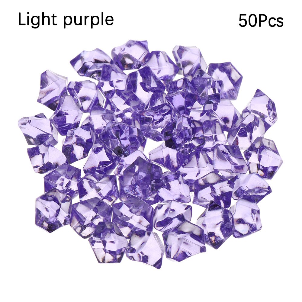 50Pcs/bag Colorful 1.4*1.1cm Aquarium Acrylic Stones Crystal Ice Cubes Decor Vase Filler Pebble Fish Tank Decor Flower Pot Decor: light purple
