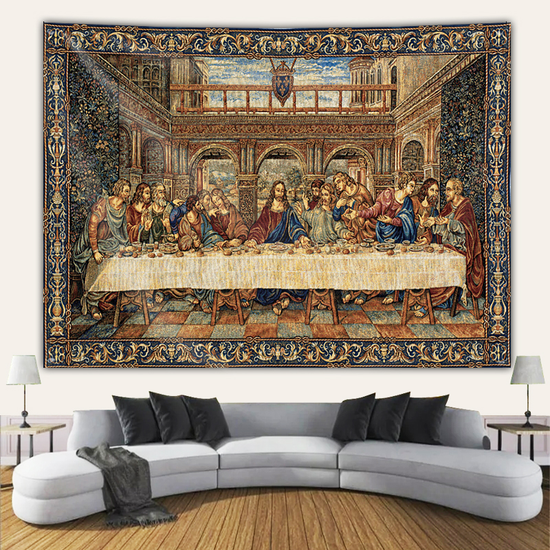 The Last Supper Tapestry Christ Resurrection Jesus Easter Wall Art Room Decor Christmas Home Decoration Large Fabric Vintage