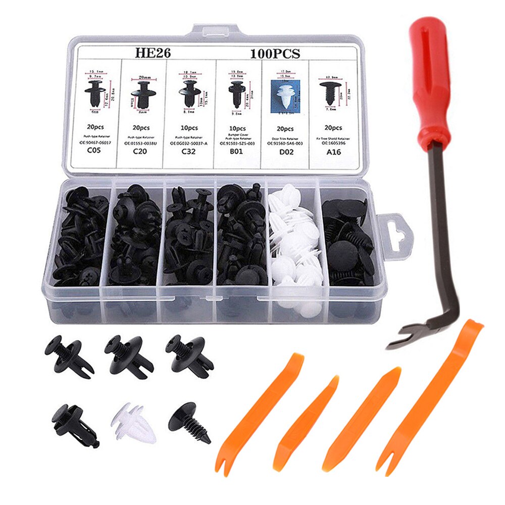100pcs Clips for Car Plastic Clips Vehicle Retainer Rivet Pin Door Accessories Liner Bumper Fender Trim Plastic Mixed Car Clips