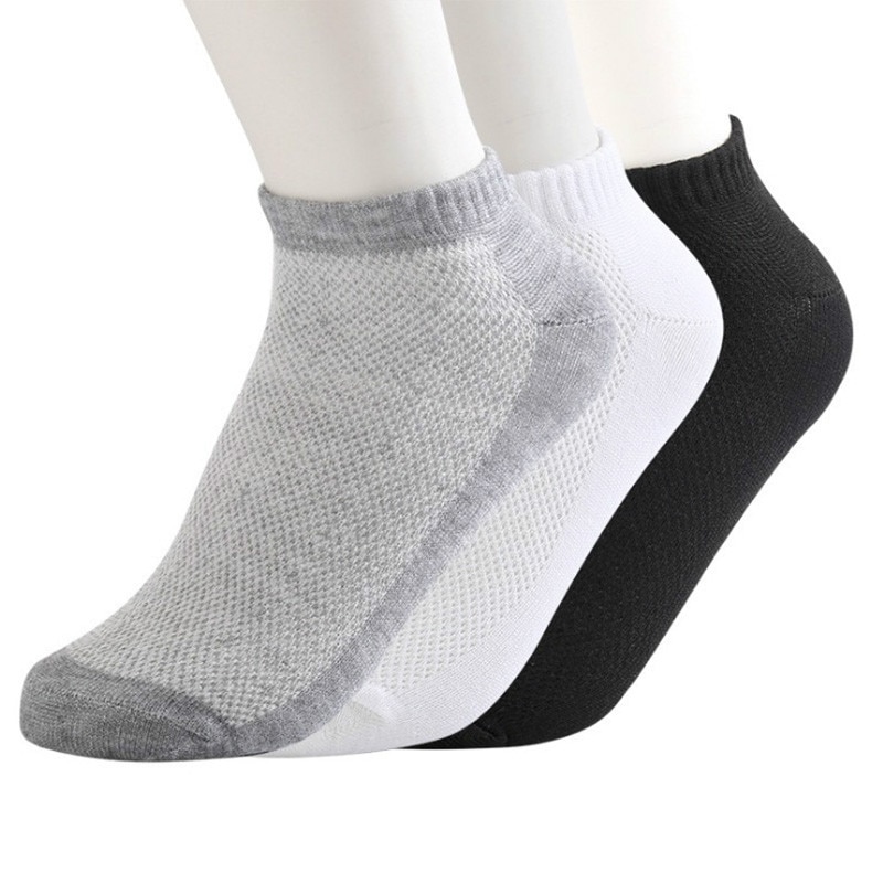 10Pcs=5Pairs Solid Mesh Men's Socks Invisible Ankle Socks Men Summer Breathable Thin Male Boat Socks