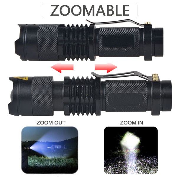 Mini linterna Led de 8000 LM, linterna led superbrillante Q5/T6/L2 linterna Led con zoom para pesca, Camping, bicicleta, luz 14500/18650
