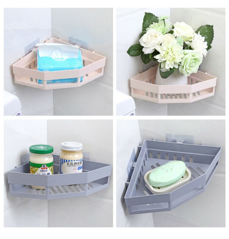 Seamless Sticker Triangle Shelf Toilet Storage Rack Kitchen Bathroom Toilet Shelf Corner Storage Rack