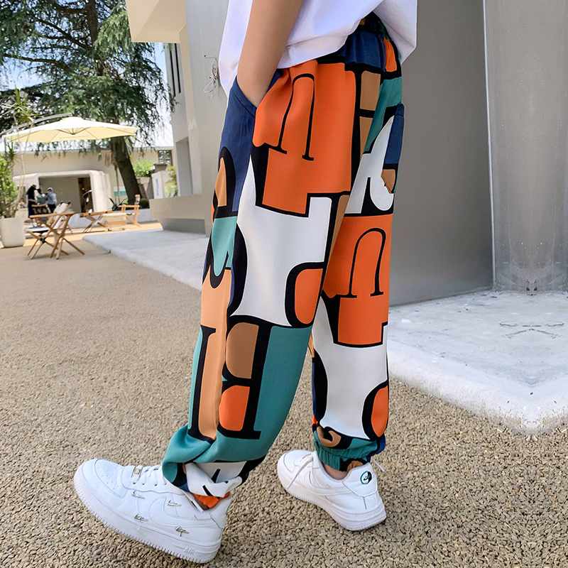 Pantaloni per bambini per ragazzi pantaloni sportivi lettere stampa estate Cool sottile stile Casual abbigliamento per ragazzi per 4 6 8 10 12 14 anni