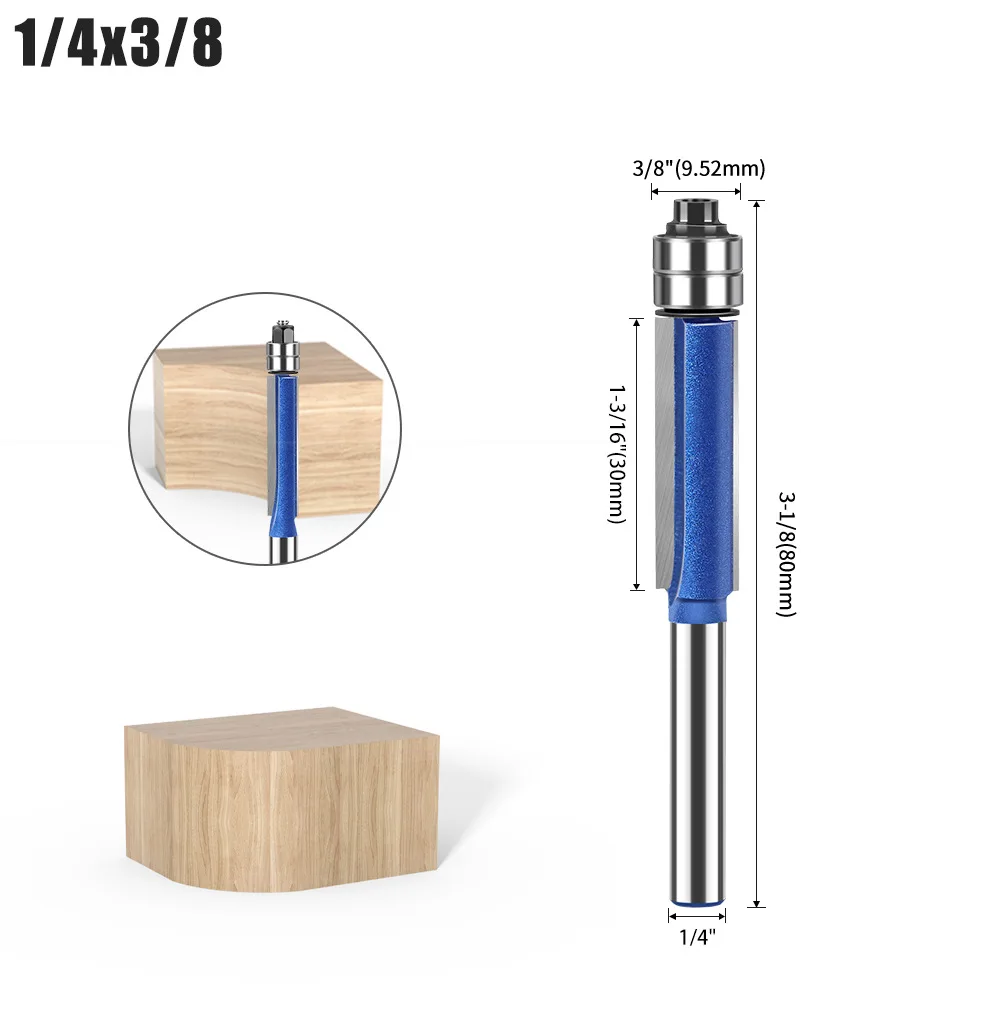 6mm Biaxiale Trimmen Tool Dubbele Lager Carbide Flush Trim Router Bit voor houtsnijwerk Cutter Frees Houtbewerking gereedschap: 36Mm