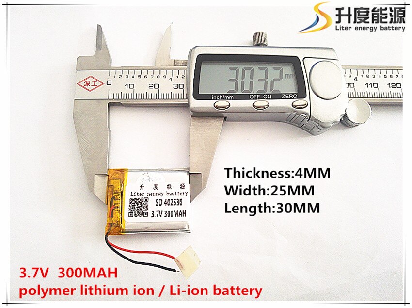 [SD] 402530 3.7V,300mAH,[352530] Polymer lithium ion / Li-ion battery for TOY,POWER BANK,GPS,mp3,mp4,cell phone,speaker