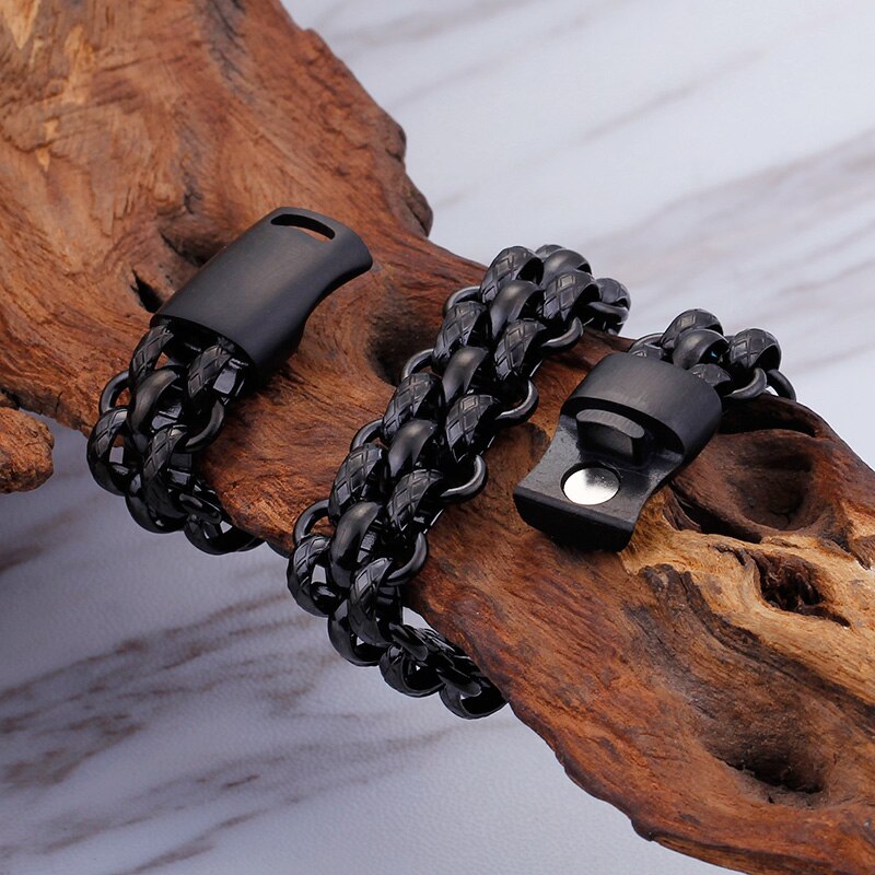 TrustyLan Catena dell'acciaio inossidabile degli uomini Braccialetto Nero Gioielli Uomo 13 MILLIMETRI Armbanden Erkek Bileklik Amicizia Braccialetto da Uomo Homme