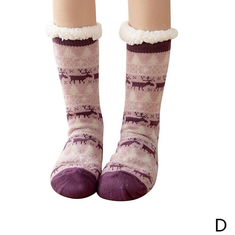 Skarpety świąteczne damskie jesienne i zimowe rurki dywan na podłogę skarpetki kapcie dla dorosłych gruby sen aksamitne skarpety domowe plus skarpetki S5X0: D