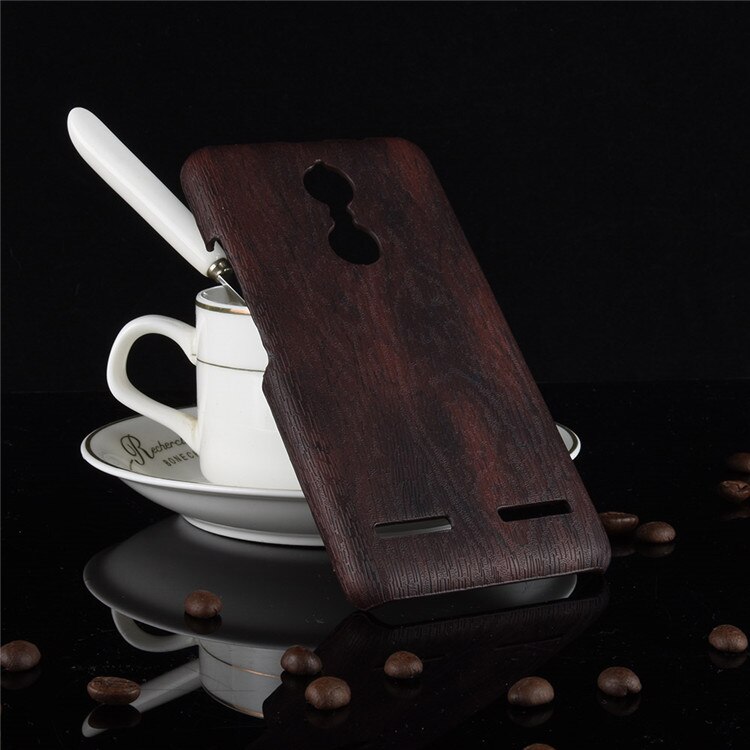 Subin voor lenovo  k6 hoesje 5.0 inch pu hout lederen nerf mobiele holster shell voor lenovo  k6 telefoonhoesje: Donkerbruin